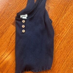 Garage navy ruffle tank